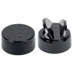 43/485 Black 3 Hole Dual Door Spice Cap with Heat Induction Liner for PET Jars